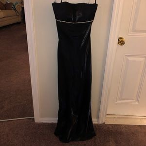 Beautiful black satin strapless Faviana gown